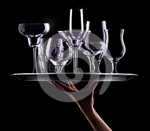 Set with different empty stemware