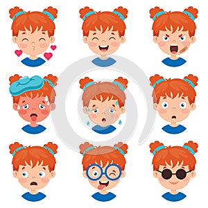 Set Of Different Expressions Of Kids