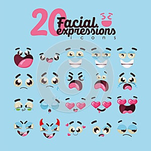 Set of different facial expression Vector