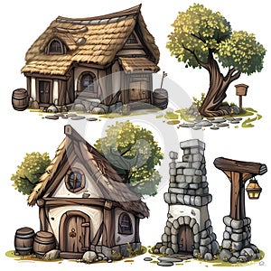 Set of different fantasy houses