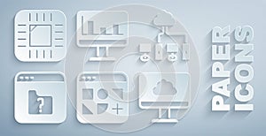 Set Different files, Computer network, File missing, Cloud technology data transfer, Monitor with graph chart and