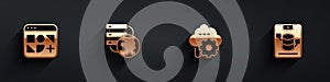 Set Different files, Network cloud connection, Cloud technology data transfer and Server, Data, Web Hosting icon with