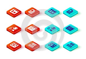 Set Different files, Server, Data, Web Hosting, Network cloud connection, Software, File document and Broken icon