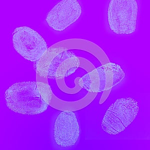 Set of different fingerprints on background