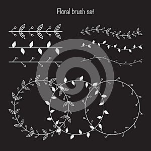 Set of different floral brushes. Frames with florar ornaments. V