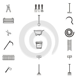 Set of different gardening tools. Garden items. Flat design illustration of items for gardening. Vector illustration.