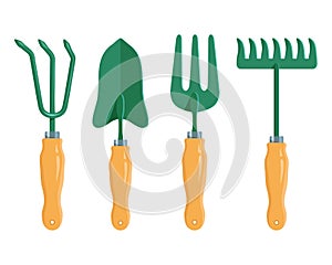 Set of Different Gardening Tools. Spring Garden Items. Various Tools for Gardening.