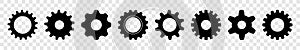 Set of different gear icon, on transparent background effect, vector illustration