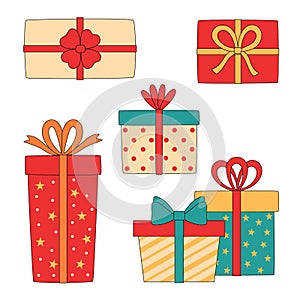 Set of different gift boxes vector illustration