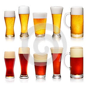 Set of different glasses of beer