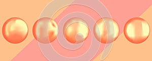 Set of different golden round pearls. Photorealistic vector design elements for any compositions