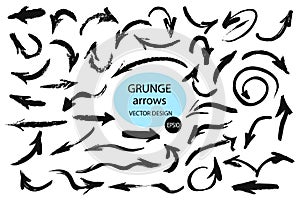 Set of different grunge brush arrows, pointers.Hand drawn paint object for use in your design.Vector illustration