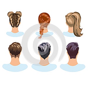 Set of different hairstyles woman and man