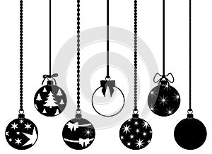 Set of different hanging Christmas decorations