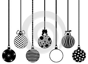 Set of different hanging Christmas decorations