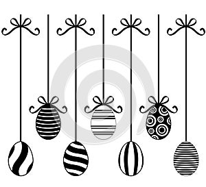 Set of different hanging Easter egg decorations