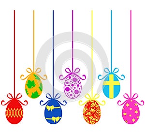 Set of different hanging Easter egg decorations