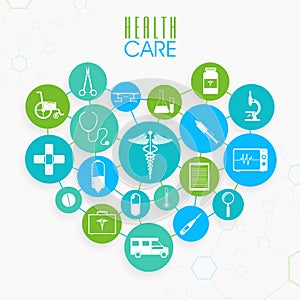 Set of different Health Care elements.