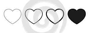 Set of different hearts icons from gray to black - stock vector