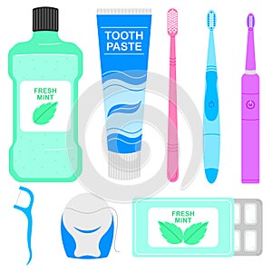 Set of different home dental care