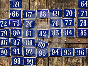 Set of different house number plates