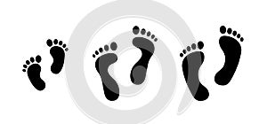 Set different human footprints. Baby footprint - stock vector