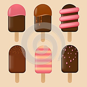 Set of different ice cream