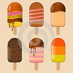 Set of different ice cream