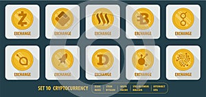 Set of different icons cryptocurrency