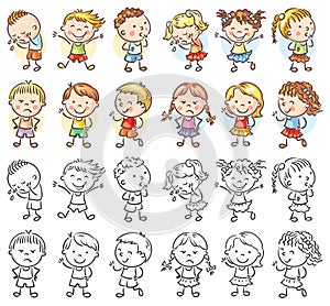 Set of different kids with various emotions