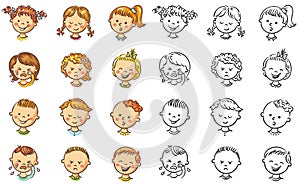 Set of different kids with various emotions photo