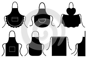 Set of different kitchen aprons