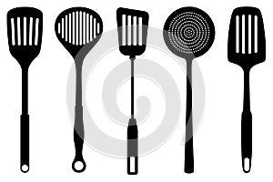 Set of different kitchen spatulas