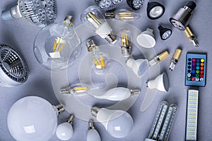 Set of different led light bulbs