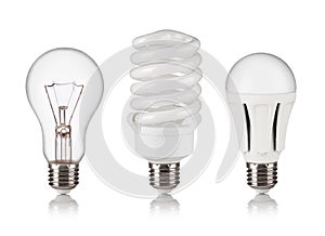 Set of different light bulbs