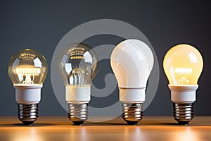 Set of different light bulbs, commonly used different types light bulb realistic