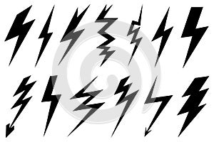 Set of different lightning bolts photo