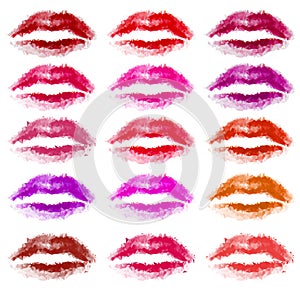 Set of different lipstick. Polygonal design elements