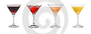 Set with different martini cocktails on background, banner design