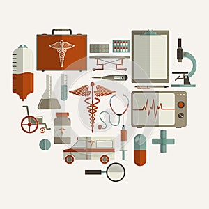Set of different Medical elements.