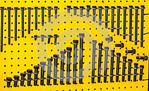 Set of different metal screws