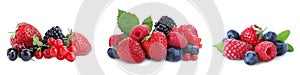 Set of different mixed berries on background, banner design