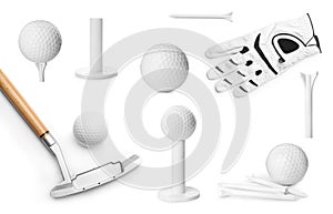 Set of different modern golf equipment