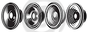 A set of different monochrome speakers. Vector illustration. Elements for design photo