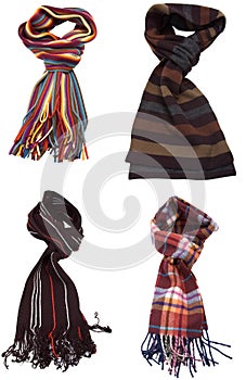 Set of different multicolored scarves