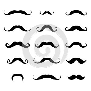 Set of different mustaches, vector illustration.