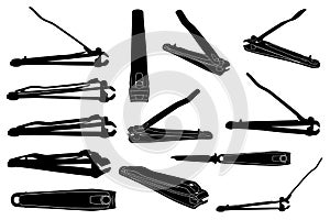 Set of different nail clippers
