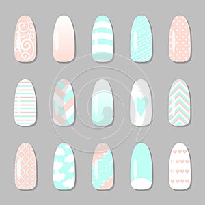 Set of different nail pictires