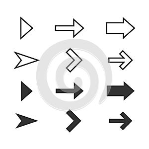 Set of different next arrow icon