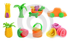 Set with different objects made of play dough